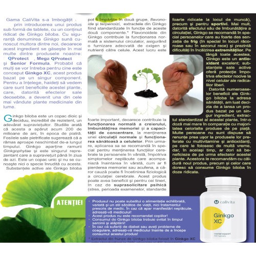 ginkgo xc calivita prezentare